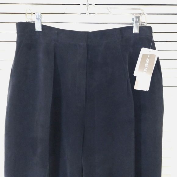 Jones New York Silk Lined Blue Pants Size 14 Pockets Wide Leg Cuffed Hems NEW - Picture 7 of 16